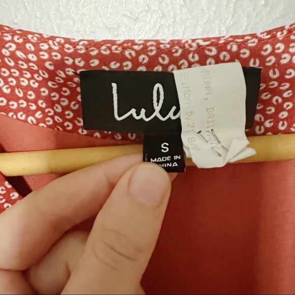 Lulus Castana Rust Red Print Button-Up Dress Sz S - Picture 9 of 9